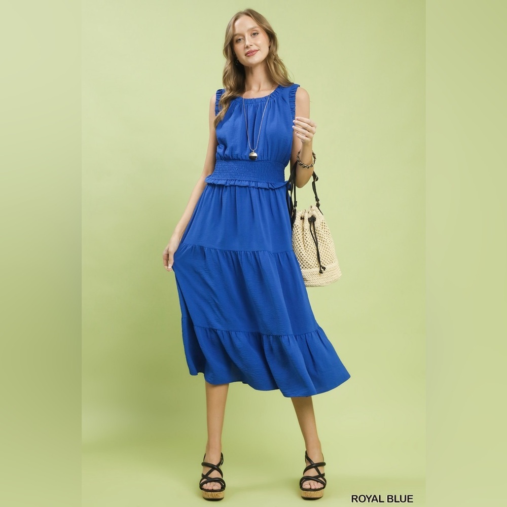 🩵Hello Gorgeous! Umgee Smocked Waist Tiered Midi Dress